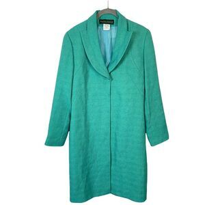 Overcoat Vintage Harve Bernard Women's Green Blue Tweed NWT Flaw One Button 8